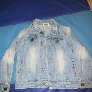 Lola Kids Light Blue Jean Jacket with Colorful Accents